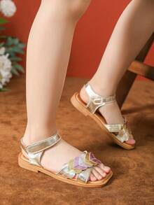 Gold Sandals Girls Shoes, Children Sandals, Toddler Flat Sandals - Gold - View 5