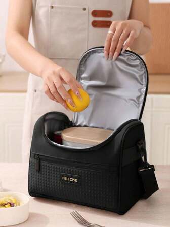 1 件隔热午餐袋，8L 大容量防水防漏午餐手提袋便携式冷藏袋，加厚单肩野餐冷藏盒 - 可重复使用，可调节肩带，带手柄和拉链，适用于旅行、工作、学校野餐包、学校午餐盒、午餐盒袋、多功能野餐包，适合青少年和成人女士女士学校用品配件女士午餐袋学校午餐盒