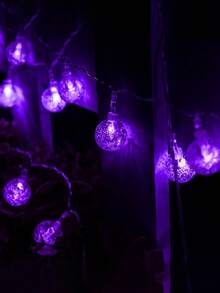 Solar Light String, Solar IP65 Bubble Ball Light String, Crystal Ball Solar Light With 8 Functions, 20LEDS Warm White Color Blue Purple Five Colors Christmas Halloween Decorations