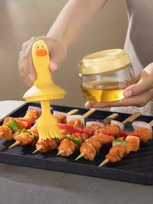 1 pieza Cepillo para barbacoa, cepillo de aceite resistente a altas temperaturas para el hogar, cepillo de silicona para aceite, botella de cepillo de aceite especial para hornear integrada