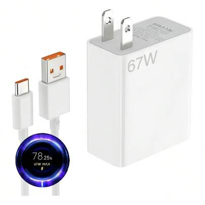 Carga ultrarrápida de 67 W, resistente y fiable, no se suelta fácilmente, Adecuado para Cabezal de Carga Estándar USB EE.UU., Compatible con Varios Teléfonos Móviles| Diseño elegante | Resistente y