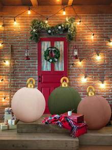 3pcs-Giant Inflatable Christmas July Midball PVC Inflatable Decorative Balls, Large Holiday Outdoor Decorations, Inflatable Yard Decorations, Giant Ornaments, Large Christmas Inflatable PVC Balls, Buffed Flocked Christmas Ornaments, Festive Patio Outdoor Decorations For Christmas Trees, Indoor Lawn Porches - View 2