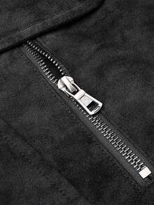 Plus Size Loose Fit Men's PU Leather Jacket, With Flap Pockets, Fashionable Long Sleeve Motorcycle Jacket, Suitable As A Gift For Friends, Husbands, Boyfriends