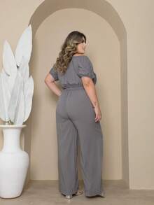 Plus Size Cropped And Pantaloon Set For Women - 灰色 - 查看 1