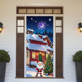 1pc,2D Flat Christmas Door Banner Set For Home Decoration For Christmas, Halloween, Wedding, Birthday And Other Occasions