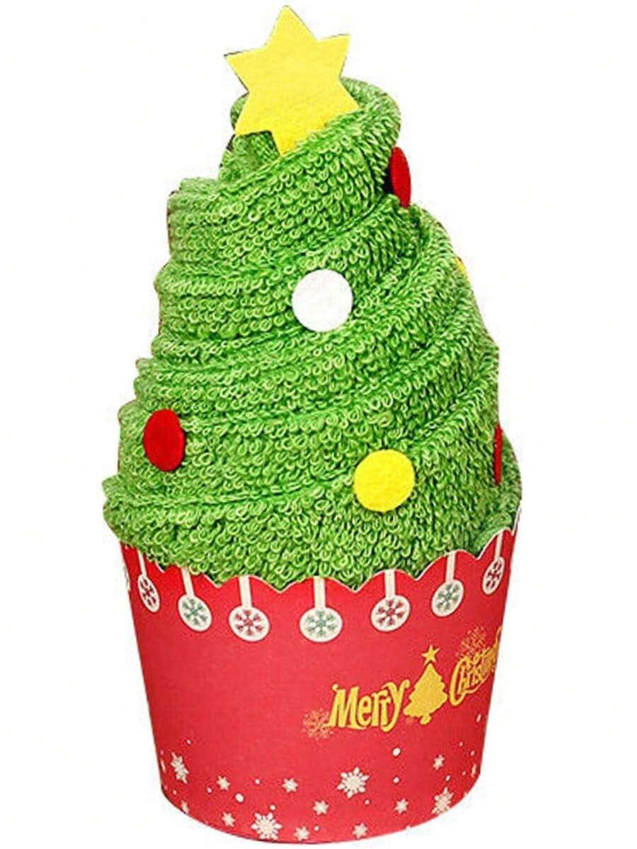 Weihnachts-Handtücher - 1 Packung Weihnachts-Kuchenform Handtuch, Weihnachtsdekoration Roter Weihnachtsmann Neujahrsgeschenk, Weihnachtsmuster Design Weihnachts-Handtuch Geschenkset Weihnachten Weihnachtsdekoration Weihnachtspyjamas Weihnachtsgeschenke Weihnachtsdekoration