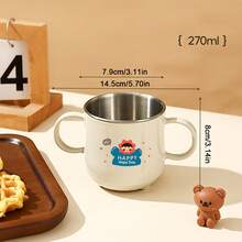 Cană de apă din oțel inoxidabil 304 cu mâner, cană de cafea cu lapte cu perete dublu, model drăguț de desene animate, cană detașabilă anti-opărire, potrivită pentru copii, studenți și adulți, pentru a fi utilizată la școală, birou, camping în aer liber, picnic