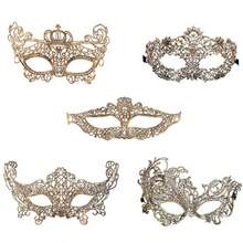 IMapo Masquerade Masks 5 Pack Sexy Women Girl Lace Eye Mask Opera Halloween Dancing Evening Party Elegant Mardi Gras Lady Eye Mask Gold