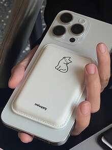 1 件简约 PU 皮革动物印花手机壳卡夹，磁性卡槽，适合所有型号，简约卡袋