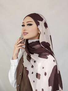 1件女士波西米亚风动物纹莫代尔头巾，秋冬街头情侣围巾，适合日常佩戴，可搭配长袍。