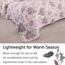 Twin/Full/Queen/King Quilt Set, 3 Piece Floral Bedding Set Microfiber Bedspread Coverlets For Beds - 紫色幸運花 - 查看 2