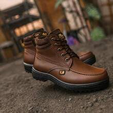 BOTA INDUSTRIAL PARA CABALLERO HECHA 100% DE PIEL, BOTAS DE TABAJO LIGERAS, BOTAS DE TRABAJO CON SUELA ANTIDESLIZANTE, BOTAS DE TRABAJO PARA CONSTRUCCION, BOTAS DE TRABAJO PARA UNA DURA JORNADA DE TRABAJO DISPONIBLES EN CAFE INTEGRAL, MARRON, NEGRO DEL #25MX-28MX - Café - Ver 2