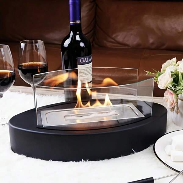 1 pieza Chimenea de etanol portátil de escritorio, Hogar mini chimenea de alcohol con llama real, Dispositivo de ambiente de chimenea