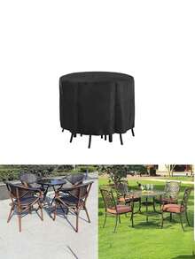 1pc Round Furniture Cover, Table & Chair Protective Cover, Wholesale Garden Furniture Round Table Dust Cover