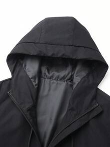Men's Hooded Zip-Up Jacket - Outdoor Jacket, Casual Street Style Outerwear With Zippered Front Pockets, Suitable For Spring And Autumn, Sports, Travel - Black - View 4