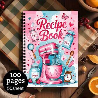 1pc Aesthetic Recipe Spiral Notebook Log, Family Recipe Book, Blank Pages, Perfect For Cooking Enthusiasts, Meal Planner