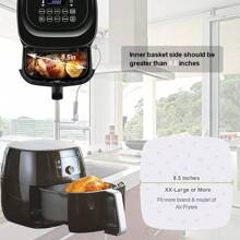 FL Air Fryer Liners 8.5 Inches 100pcs Premium Perforated Parchment Paper Compatible With Philips Cozyna Secura NuWave Brio Chefman GoWISE USA BLACK+DECKER COSORI And More Air Fryers FL