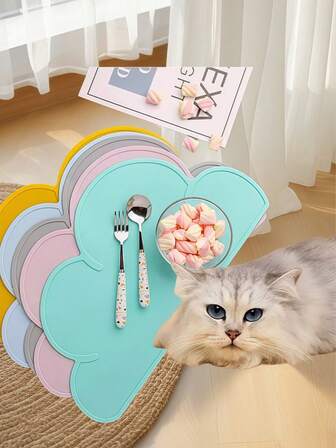 1 Cartoon Silikon Wolken Futternapf-Unterlage, speziell für Haustiere, süße Unterlagen, um zu verhindern, dass Katzen Futter fallen lassen, leicht zu reinigen, speziell für Katzen, speziell für Welpen, um zu verhindern, dass Welpen Futter fallen lassen, Welpen-Unterlagen, Wolken-Unterlagen, Haustier-Utensilien.