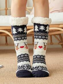 1双加厚羊毛舒适家居袜，圣诞袜，地毯袜，生日、派对、送给父母、爱人、朋友的完美礼物，舒适袜子 - 彩色 - 查看 18