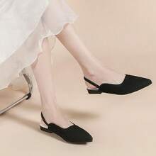 Slingback Flats For Women Pointed Toe Flats Breathable Knit Dressy Casual For Work Office Ballet Flats-2025 - 黑色 - 查看 4