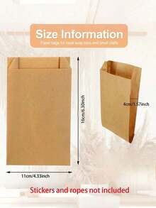 50/100pcs-Kraft Paper Party Favor Bags Pastel Paper Gift Bags, Kraft Bags Party Favor Bags, Small Gift Bags Kraft Paper Bag, Kraft Gift Bag High-Quality Reusable Gift Bags For Halloween Party, Family Gathering Birthdays, Weddings & Small Business Supplies - Khaki - View 7