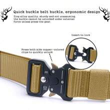 Reelau Men's Tactical Belt With Quick Release Metal Buckle 49 * 1.5 Inch Heavy Duty Nylon Belt Quick Release Military Style Sports Webbing Belt With 2*Metal Keys Clip 1*Bottle Clip