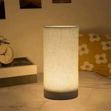 1pc Modern Scandinavian Wooden Frame Table Lamp With Linen Shade, Warm Light LED Lamp With USB Power, Creative Lamp For Bedroom, Living Room, Dining Room, Office - one-size - View 9