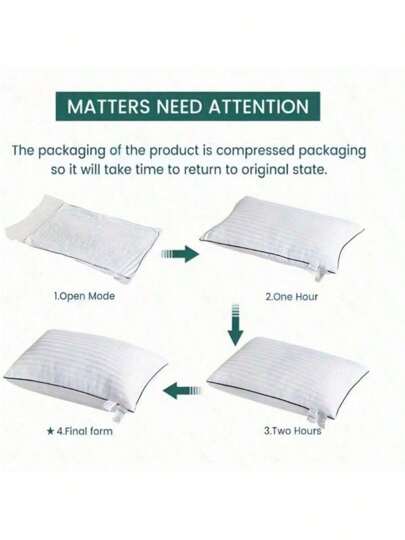 1pc Hotel Home Bed Pillows, Luxe Quality, Made Premium Zachte Feather Alternative Filling, Com Tafel High Elasticity Bedroom, Guest Room, Dorm Room (45 66cm 1/ Set) view 8