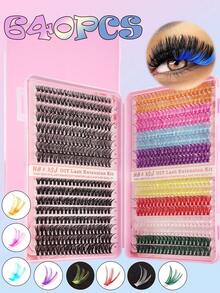 140pcs 7-Color Mixed False Eyelashes, Cluster Lashes, Natural & Thin, Individual Lashes, Suitable For Mother's Day, Music Festivals, Daily Wear, Parties, Stages, DIY Lash Extension At Home - D - View 11