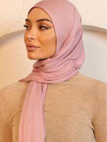 1pc Women's Jersey Hijab, Modal Hijab Sweat Cloth, Solid Color, Silky Soft, Comfortable, Breathable Headscarf, Headwrap, Jersey Turban, 170cm*60cm Scarf Shawl, Suitable For Daily, Outdoor, Prayer, Worship - Multicolor - View 21