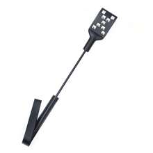 Premium Riding Crop Whip, Horse Whip With Double Slapper For Equestrian Sports Rivet Black