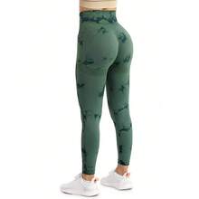 Neue Tie-Dye Yogahose mit Seitentaschen, lange, hautenge Lauf-Sport-Fitnessbekleidung, Po-liftende Yoga-Leggings für Frauen - silbergrau - Übersicht 5