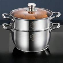Sus304 Stainless Steel Steamer Pot, Soup Pot, Porridge Pot, Milk Pot, Small Cooking Pot, Suitable For Gas Stove And Induction Cooker Seafood Boil - Silver - View 8