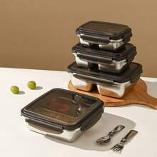 1 件装多层 304 不锈钢带盖保温午餐盒，带 2/3 个隔间的水果沙拉食品储存容器，防漏分隔便当盒，适合学生和成人在家中、学校、宿舍、办公室、户外露营、野餐、旅行、返校使用，可用洗碗机清洗 - 彩色 - 查看 7