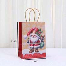 6pcs/12pcs Christmas Party Gift Bags, Kraft Paper Santa Claus Printed Gift Packaging Bags, 21x15x8cm Birthday Gift Shopping Bags, Suitable For Mall, Christmas, Birthday, Baptism, Random Color & Style Christmas Christmas Decorations Christmas Pajamas Christmas Gifts Christmas Decor