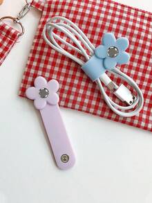1pc Silicone Floral Earphone Cord Organizer, Suitable For Wired Earphones, Data Cables, Storage & Managementcharger Case Power Bank Phone Charger Digital Camera Accessories - Multicolor - View 8