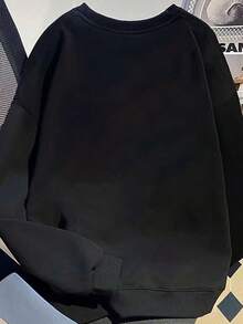 Áo nỉ có mũ trùm đầu họa tiết chữ và nơ cho bé gái tuổi teen "Tôi chỉ là một cô gái" họa tiết in. Phù hợp cho mùa xuân và mùa thu. Thích hợp cho học sinh mặc khi mua sắm, du lịch hoặc dự tiệc. - màu đen - Xem 3