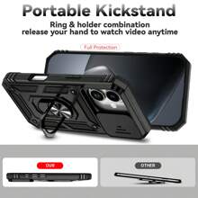 1 件多功能镜头全覆盖保护滑盖车载支架防震军用手机壳兼容 17/16/15/14/13/12/11/X/7/6... S25/S24/S23/S22/S21/S20... - 黑色 - 查看 7