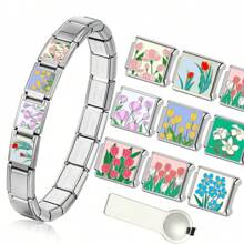 1 件不锈钢意大利模块手链组件，带有爱心、月亮、英文等图案，DIY 制作手链项链首饰，可自由搭配不同风格 - 義大利模組 - 查看 3