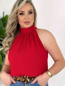 STYLISH WOMEN'S HIGH NECK TIE-UP BLOUSES - Red - View 4