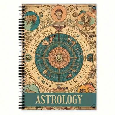 Retro Astrology Spiral Binding - Includes Constellations, Planet Symbols, Birthday Wheel - Antique Celestial Chart, Astrology Symbols, Spiral Binding For Easy Navigation - Suitable For Beginners And Experts In Astrology, Mysterious Library Collection - Mysticism, Astronomy, Astrology Practice, Exquisite Illustrations, Detailed Analysis, Planet Guide, Spiritual Explorer