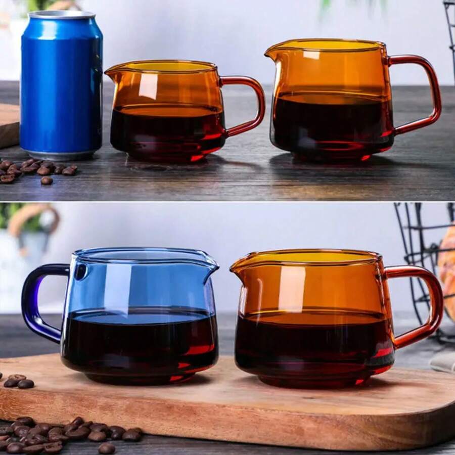 Taza de vidrio transparente de Color de 300/550ml, resistente al calor, para verter sobre vidrio, jarra para servidor de café, cafetera por goteo, jarra para leche, tetera - A - Ver 1