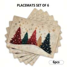 1/2/4/6pcs,Home Decor, Christmas Element Pattern Printed Linen Placemat, Table Mats, The Size Is 12 * 18inch/30 * 45cm, Suitable For Dining Tables, Versatile Seasonal Decoration In Spring, Summer, Autumn, Winter, Modern Style Washable Table Mat, Heat-Resistant, Stain Resistant, Room Decoration, Table Mat, Coaster, Kitchen Table Mat, Party Decoration, Home Decoration, Ideal Christmas Gift - Multicolor - View 18