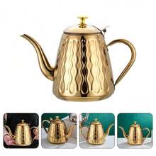 1 Stück 1500ml hochwertiger Edelstahl Teekanne in Goldfarbe, Edelstahlauslauf, hitzebeständige Teekanne, geeignet für Pu'er/Oolong Tee, einsetzbar in Küche, Wohnzimmer, Outdoor, Camping