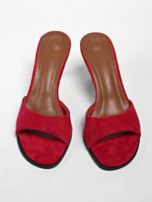 Sandal Hak Tinggi Warna Nude, Sandal Slingback Seksi Ujung Lancip untuk Musim Panas - Burgundy - View 7