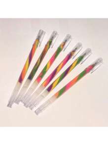 6 PcsSet Highly Attractive Writing Greeting Card Gradient Color Spiral Pen Exquisite And Cute Cartoon , Random Pattern, Office Learning Writing Gift Box Pen, Student Stationery Small Prizes, Suitable For Parent-Child Education, S