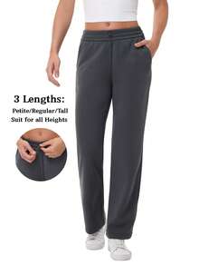 Women's Petite/Regular/Tall 3 Lengths Soft Rayon Sweatpants Breathable Pants With Adjustable Shockcord  Casual With Available Inseam - 深灰色 - 查看 3