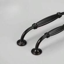 5 件黑色铝合金橱柜把手 - 抛光表面，单孔抽屉拉手，含安装螺丝 - 黑色 - 查看 8