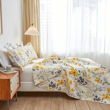 Twin/Full/Queen/King Quilt Set, 3 Piece Floral Bedding Set Microfiber Bedspread Coverlets For Beds - Bunga Romantis - View 2