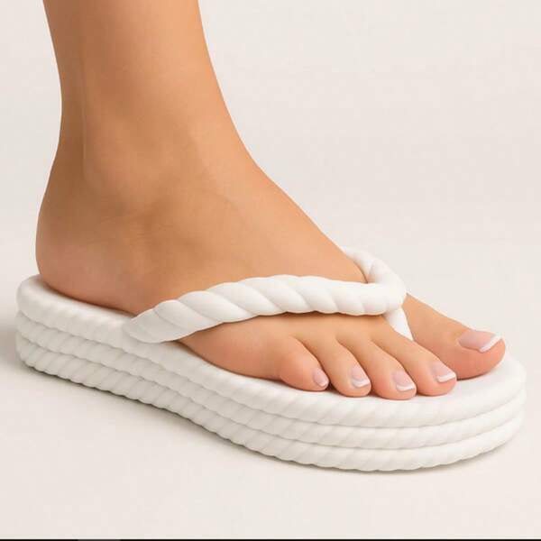 Sandália Chinelo Feminino 3 Tiras Trançado Plataforma Nuvem Confortável-Envio Rapido.